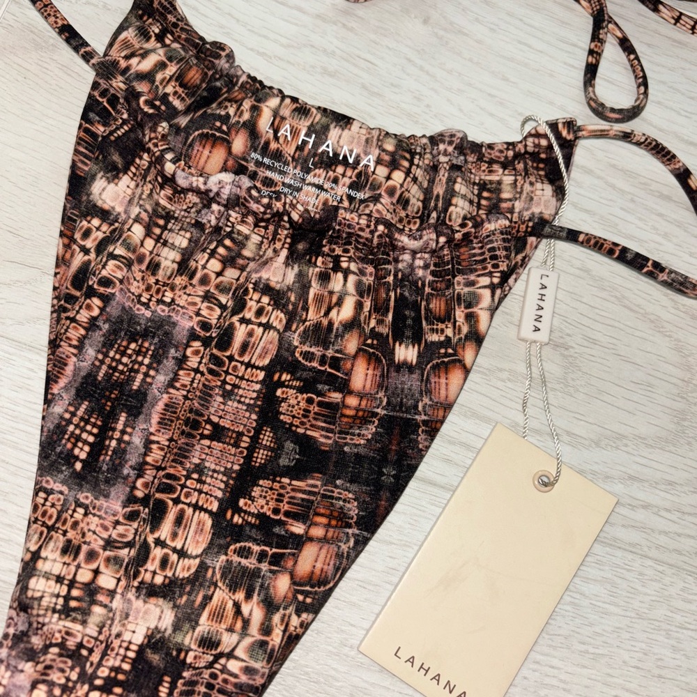 Designer Brown Patterned Bikini Set - image 4